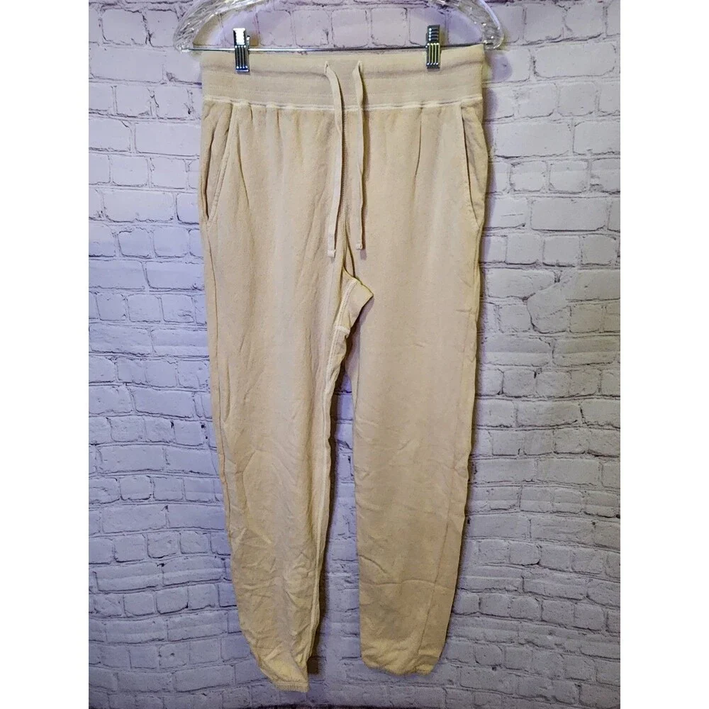 Unsubscribed Cotton Joggers Womens Small Yellow Sustainable Drawcord USA Made